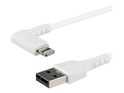 StarTech.com 6ft (2m) Durable USB A to Lightning Cable, White 90° Right Angled Heavy Duty Rugged Aramid Fiber USB...